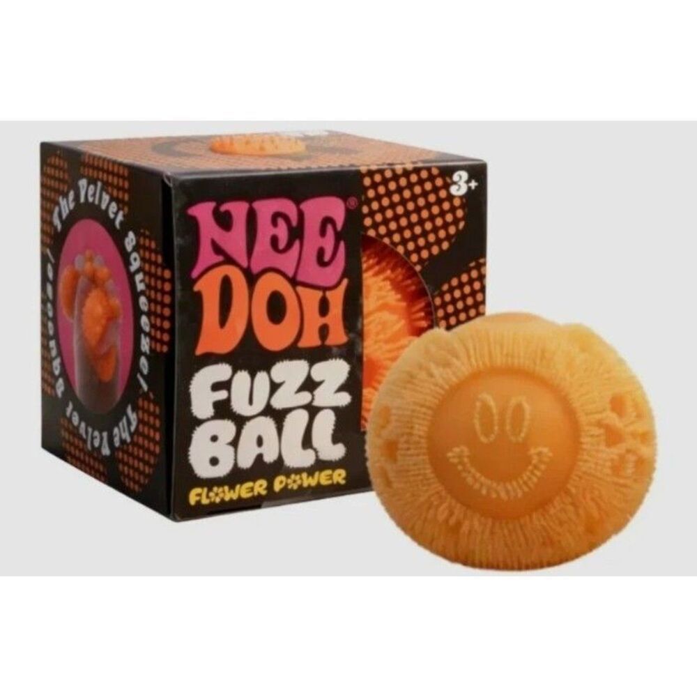 Nee Doh Fuzz Ball Flower Power Squishy Stress Ball Fidget Toy NEEDOH Orange